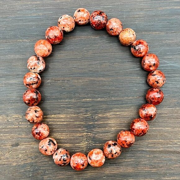 Red Kiwi Jasper Gemstone Bracelet Handmade - Picture 5 of 6